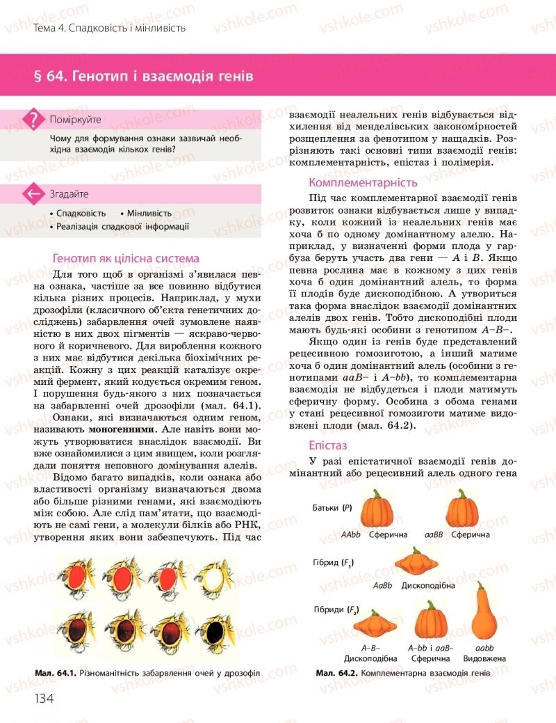 Страница 134 | Підручник Біологія 10 клас К.М. Задорожний, О.М. Утєвська 2018