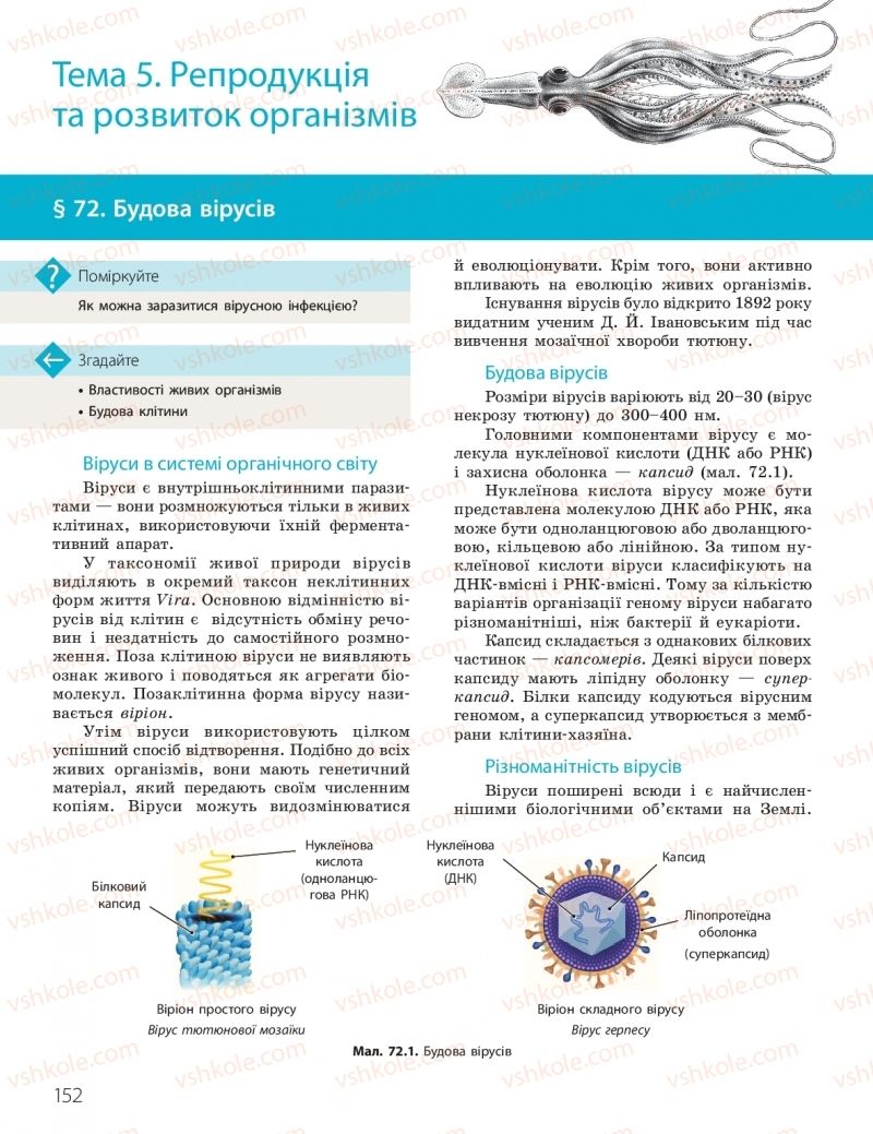 Страница 152 | Підручник Біологія 10 клас К.М. Задорожний, О.М. Утєвська 2018