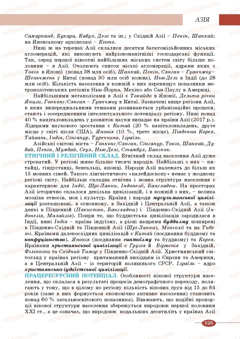 Страница 125 | Підручник Географія 10 клас В.М. Бойко, Ю.С. Брайчевський, Б.П. Яценко 2018