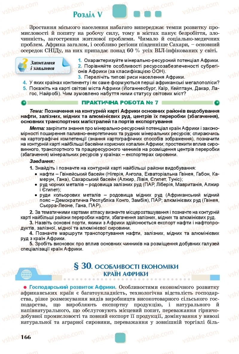 Страница 166 | Підручник Географія 10 клас В.В. Безуглий, Г.О. Лисичарова 2018