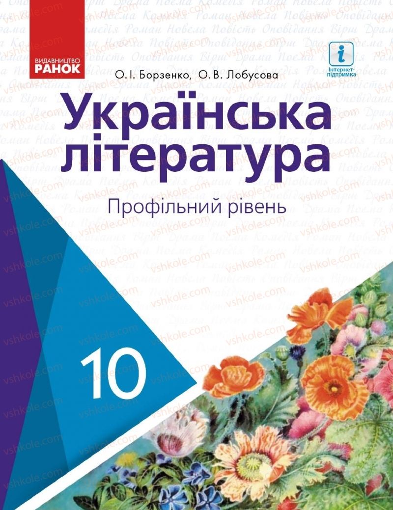 Страница 1 | Підручник Українська література 10 клас О.І. Борзенко, О.В. Лобусова 2018 Профільний рівень