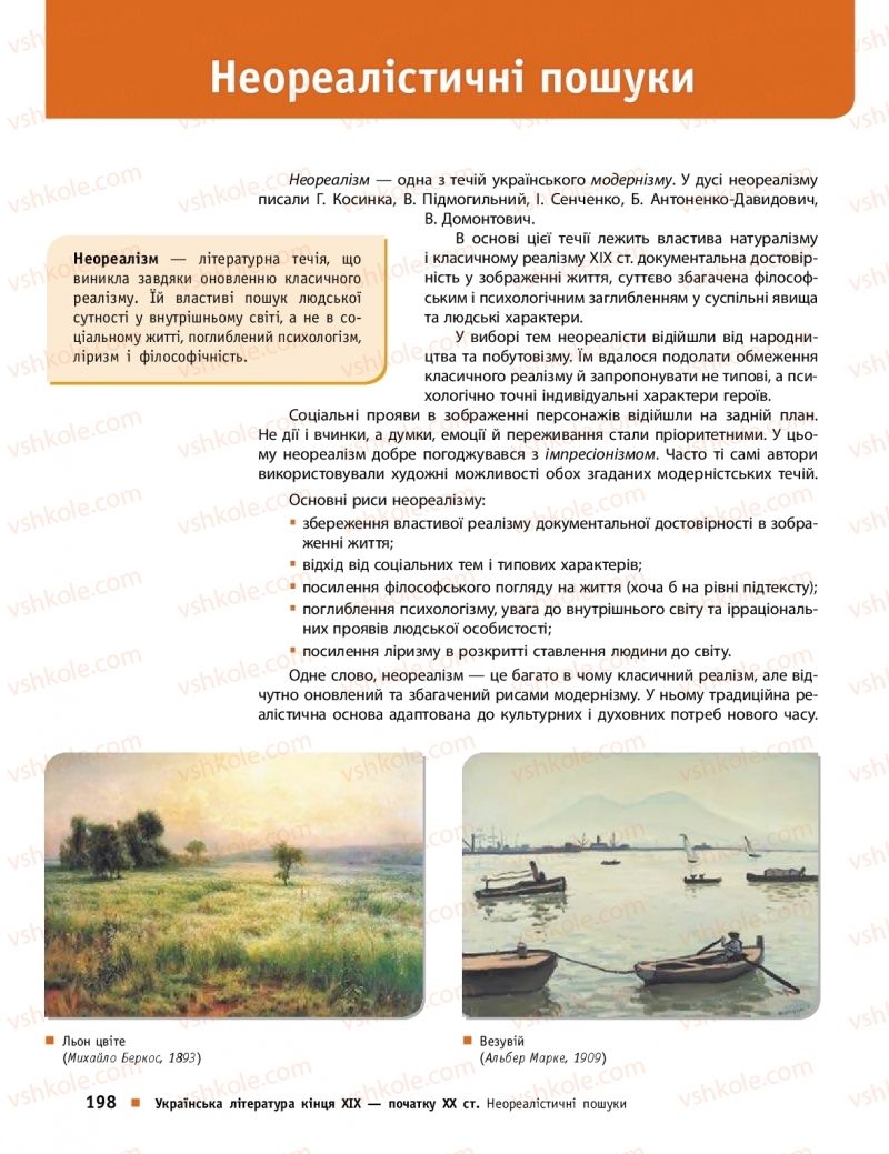 Страница 198 | Підручник Українська література 10 клас О.І. Борзенко, О.В. Лобусова 2018 Профільний рівень