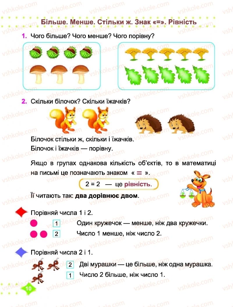 Страница 10 | Підручник Математика 1 клас О.П. Корчевська, М.В. Козак 2018