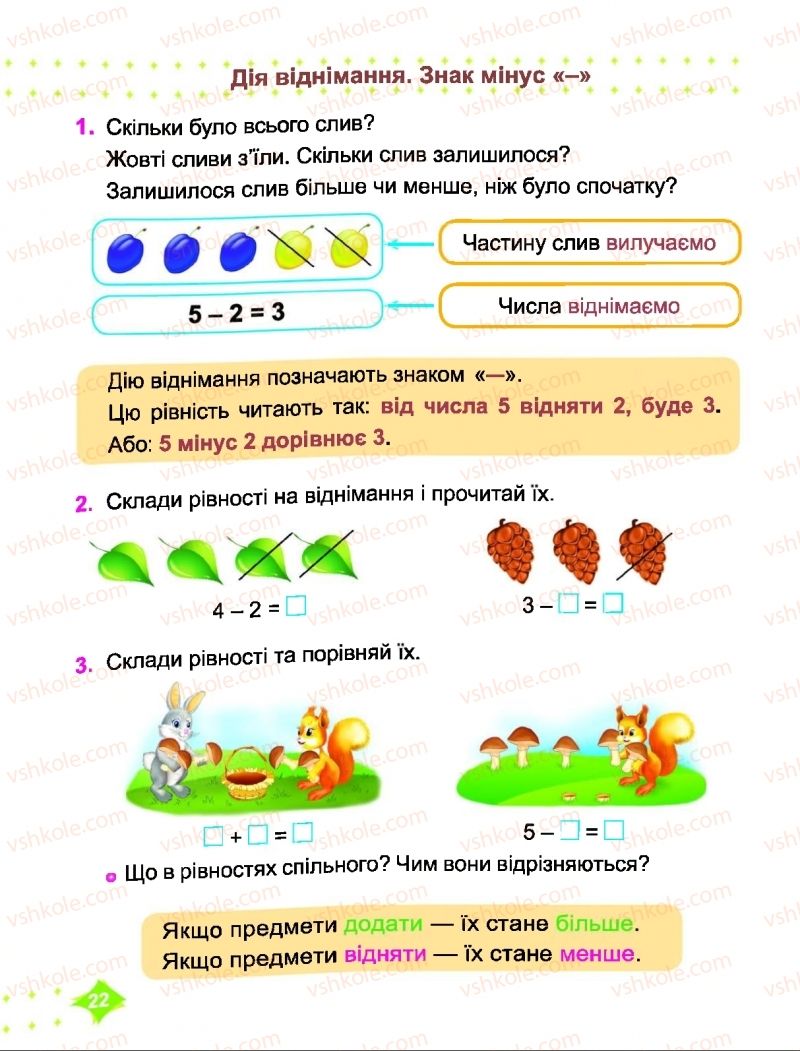 Страница 22 | Підручник Математика 1 клас О.П. Корчевська, М.В. Козак 2018