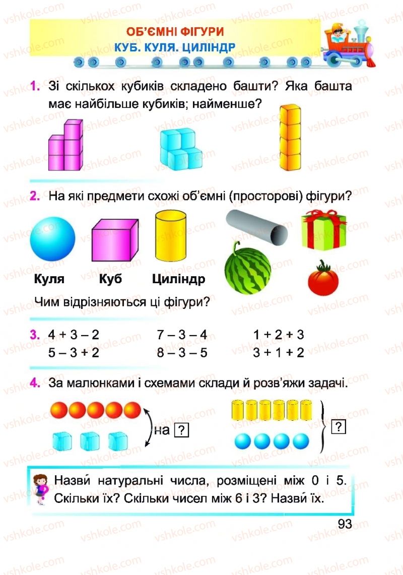 Страница 93 | Підручник Математика 1 клас А.М. Заїка 2018