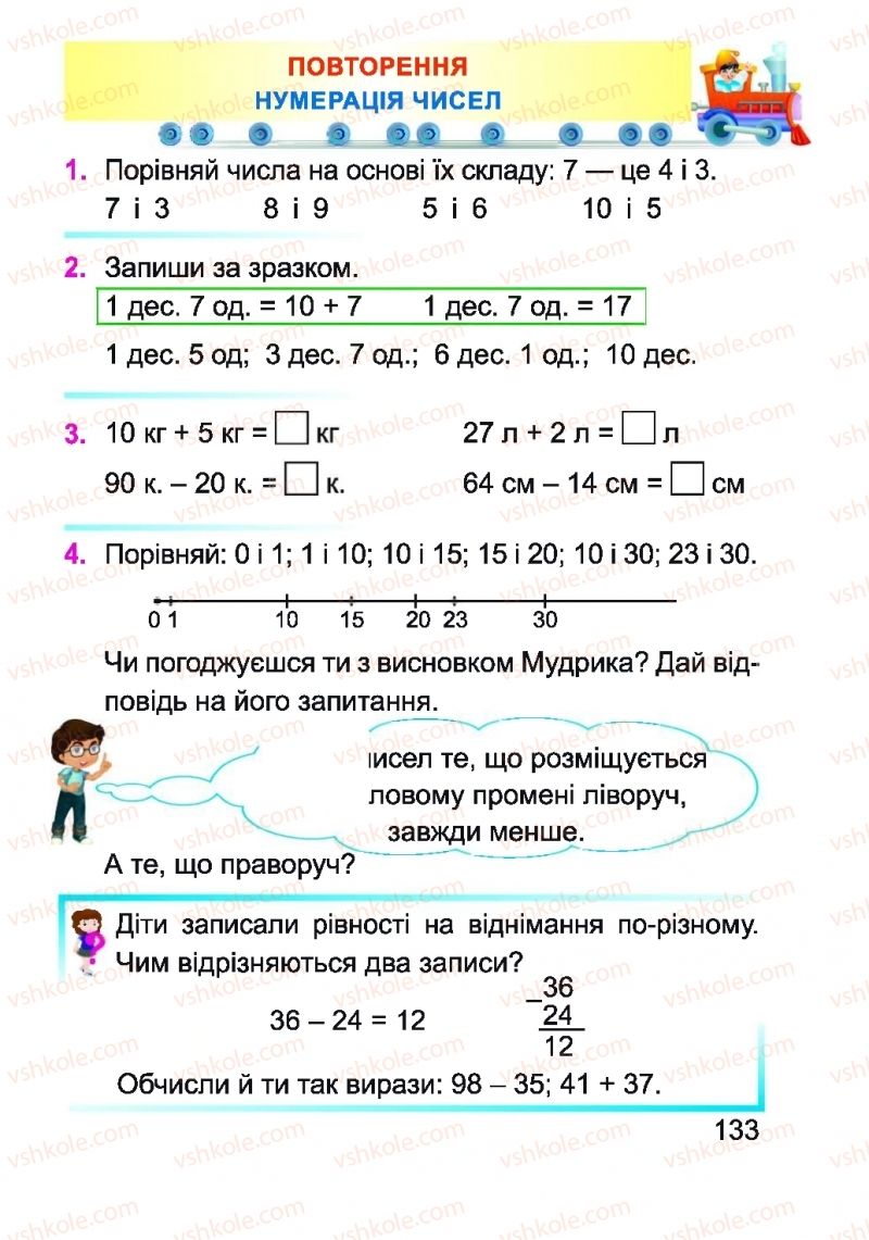 Страница 133 | Підручник Математика 1 клас А.М. Заїка 2018