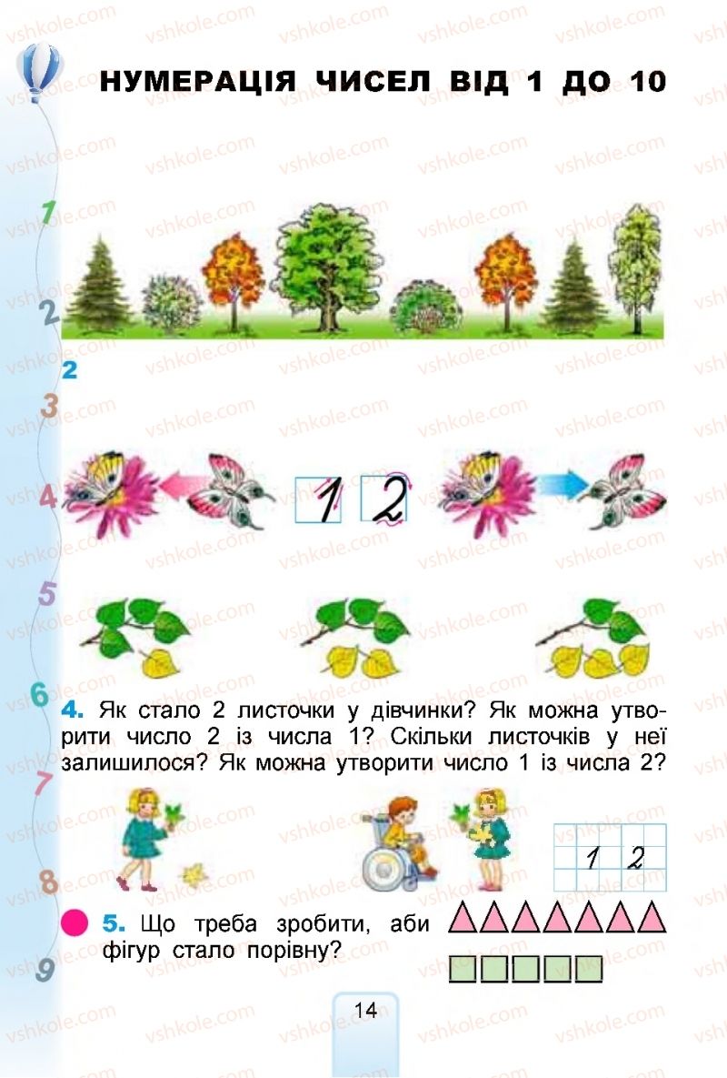 Страница 14 | Підручник Математика 1 клас  Г.П. Лишенко, С.С. Тарнавська, К.О. Лишенко 2018