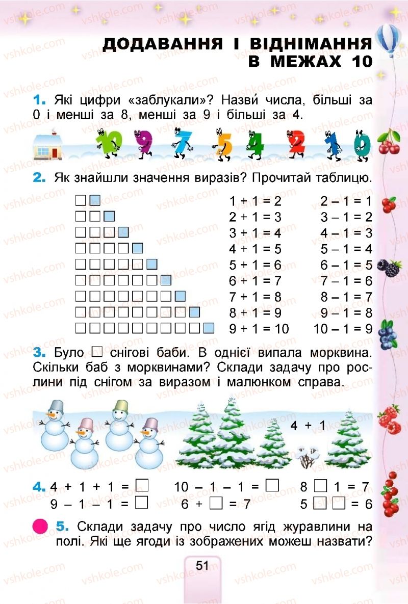 Страница 51 | Підручник Математика 1 клас  Г.П. Лишенко, С.С. Тарнавська, К.О. Лишенко 2018