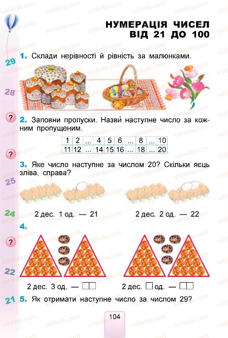 Страница 104 | Підручник Математика 1 клас  Г.П. Лишенко, С.С. Тарнавська, К.О. Лишенко 2018