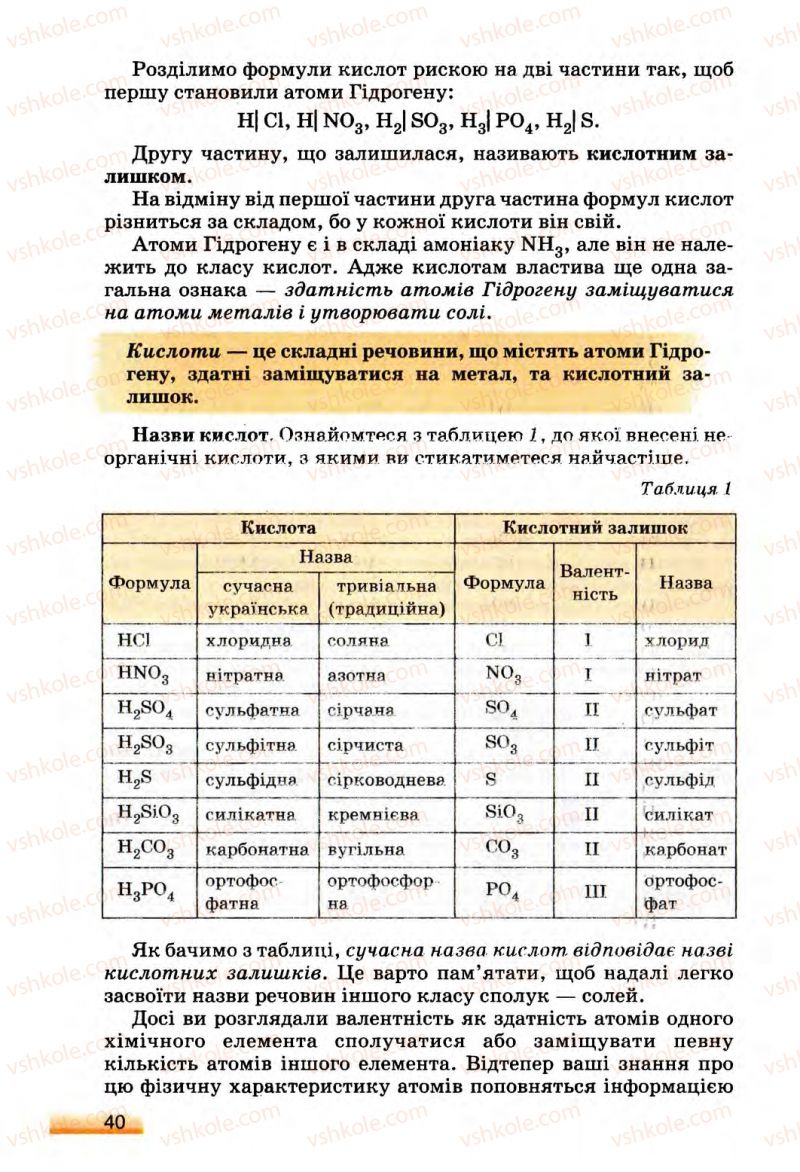 Страница 40 | Підручник Хімія 8 клас О.Г. Ярошенко 2008