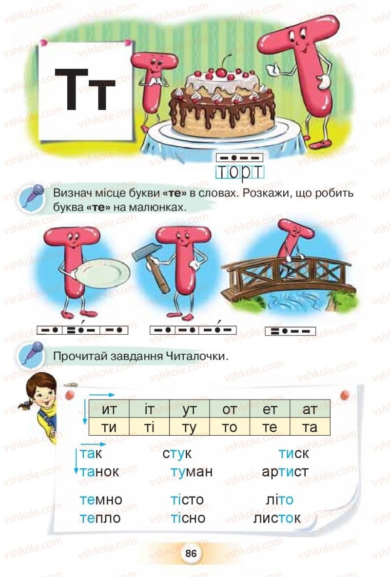 Страница 86 | Підручник Буквар 1 клас К.І. Пономарьова 2018 1 частина