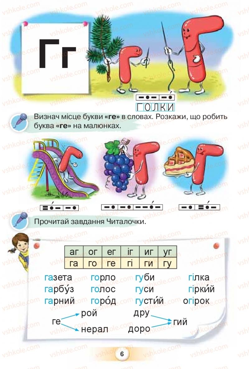 Страница 6 | Підручник Буквар 1 клас К.І. Пономарьова 2018 2 частина