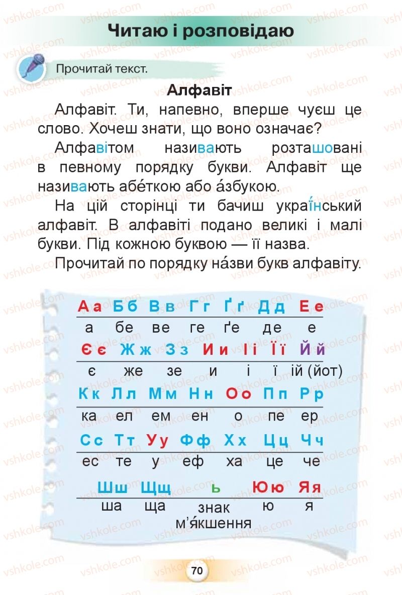 Страница 70 | Підручник Буквар 1 клас К.І. Пономарьова 2018 2 частина