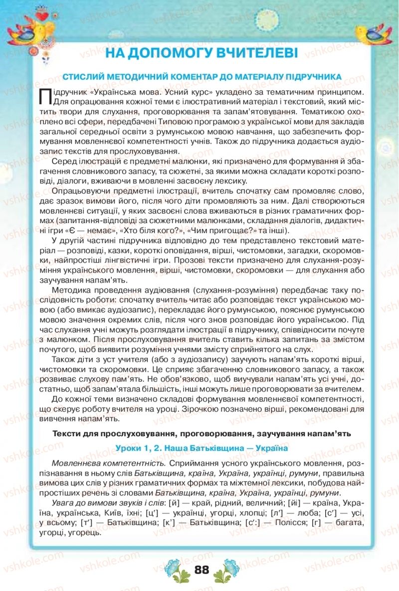 Страница 88 | Підручник Українська мова 1 клас Н.Т. Палій, М.М. Одинак, М.Л. Істратій 2018 1 частина