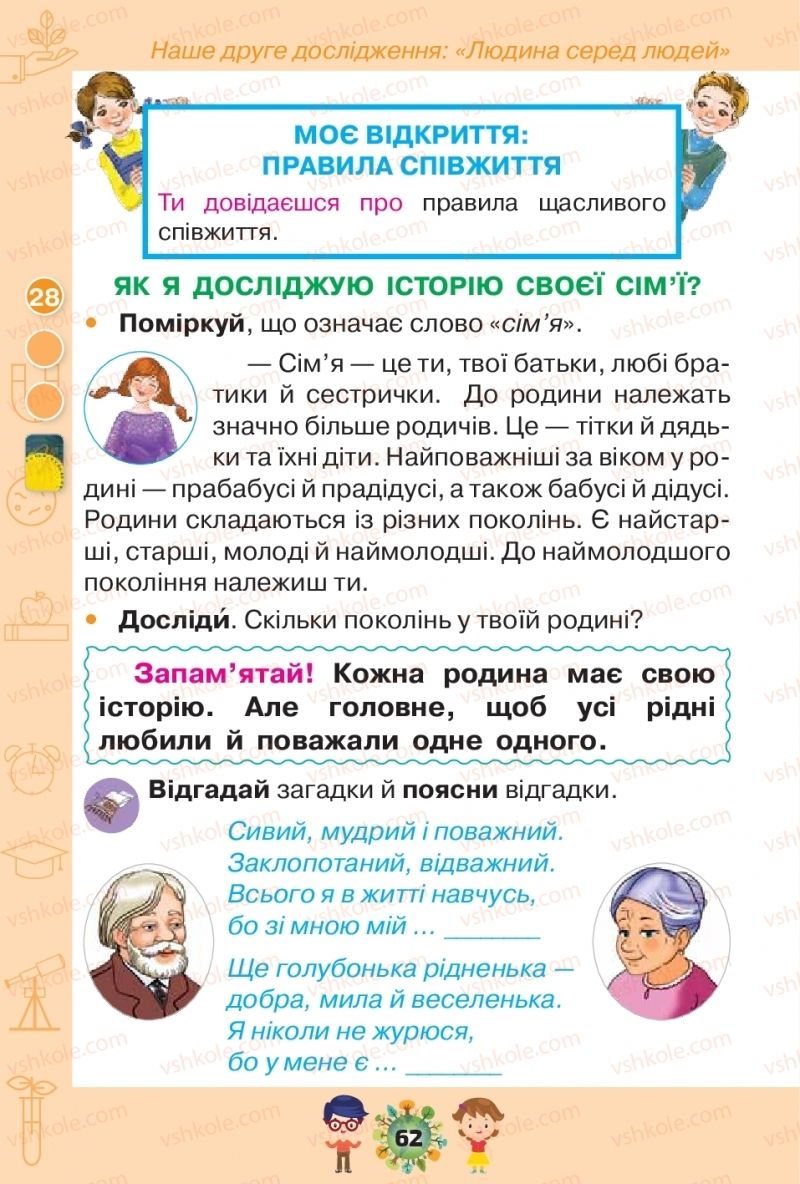 Страница 62 | Підручник Я досліджую світ 1 клас І.В. Грущинська, З.М. Хитра, І.І. Дробязко 2018 1 частина