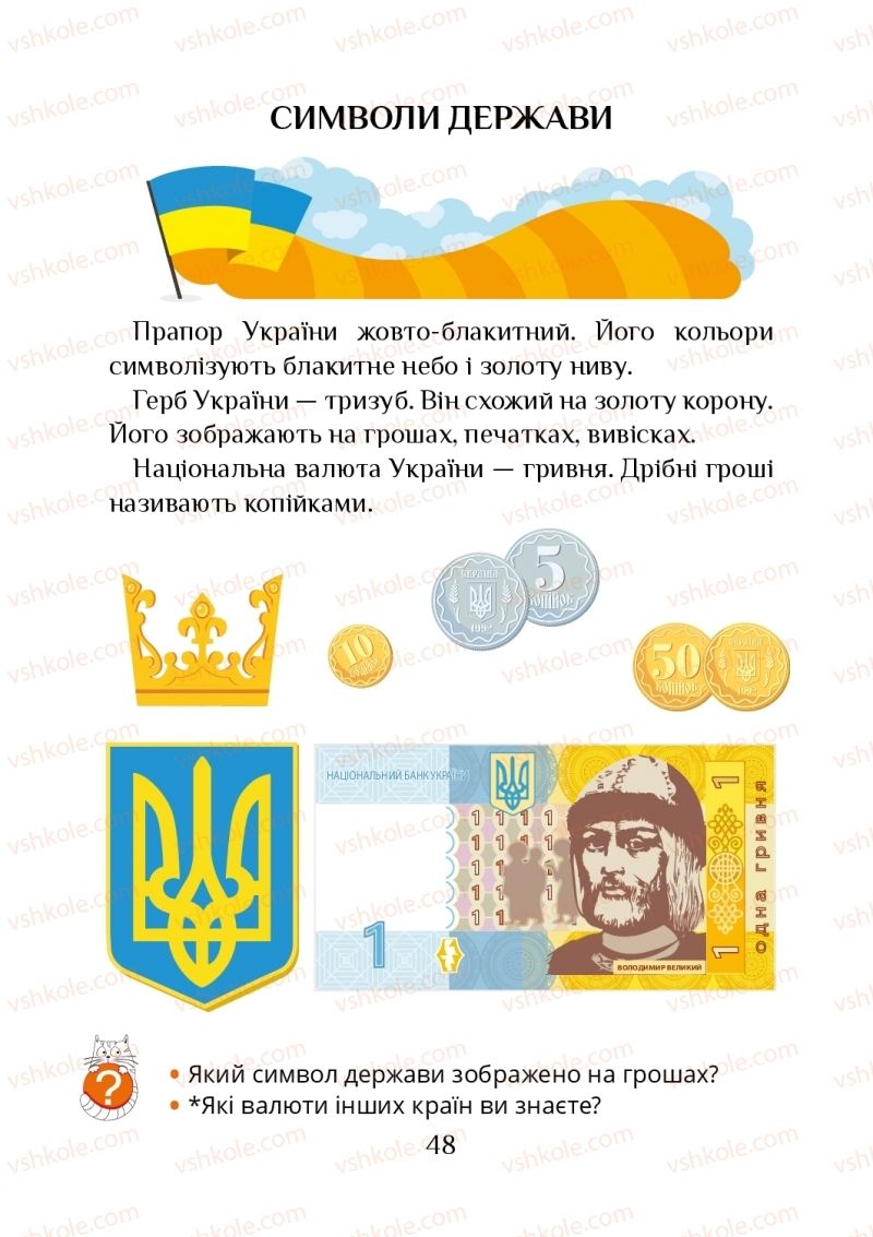 Страница 48 | Підручник Я досліджую світ 1 клас Т.В. Воронцова, В.С. Пономаренко, О.Л. Хомич, І.В. Гарбузюк, Н.В. Андрук, К.С. Василенко 2018 1 частина