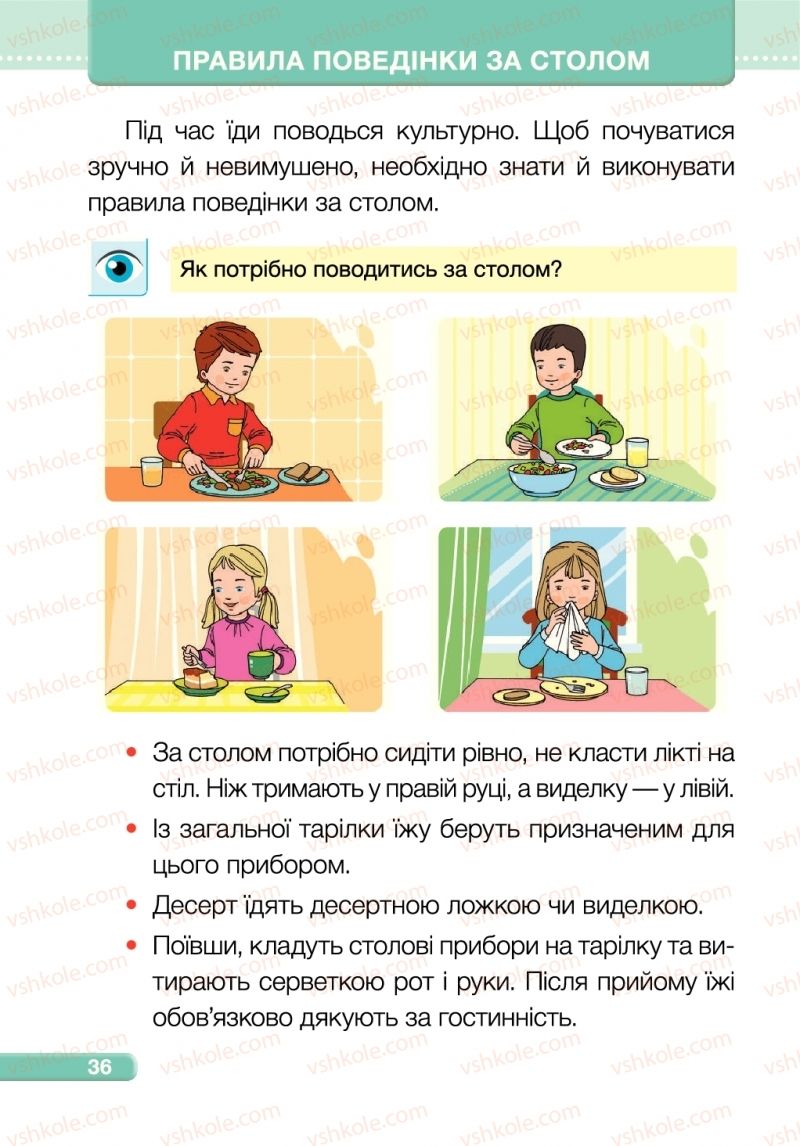 Страница 36 | Підручник Я досліджую світ 1 клас І.І. Жаркова, Л.А. Мечник 2018 1 частина