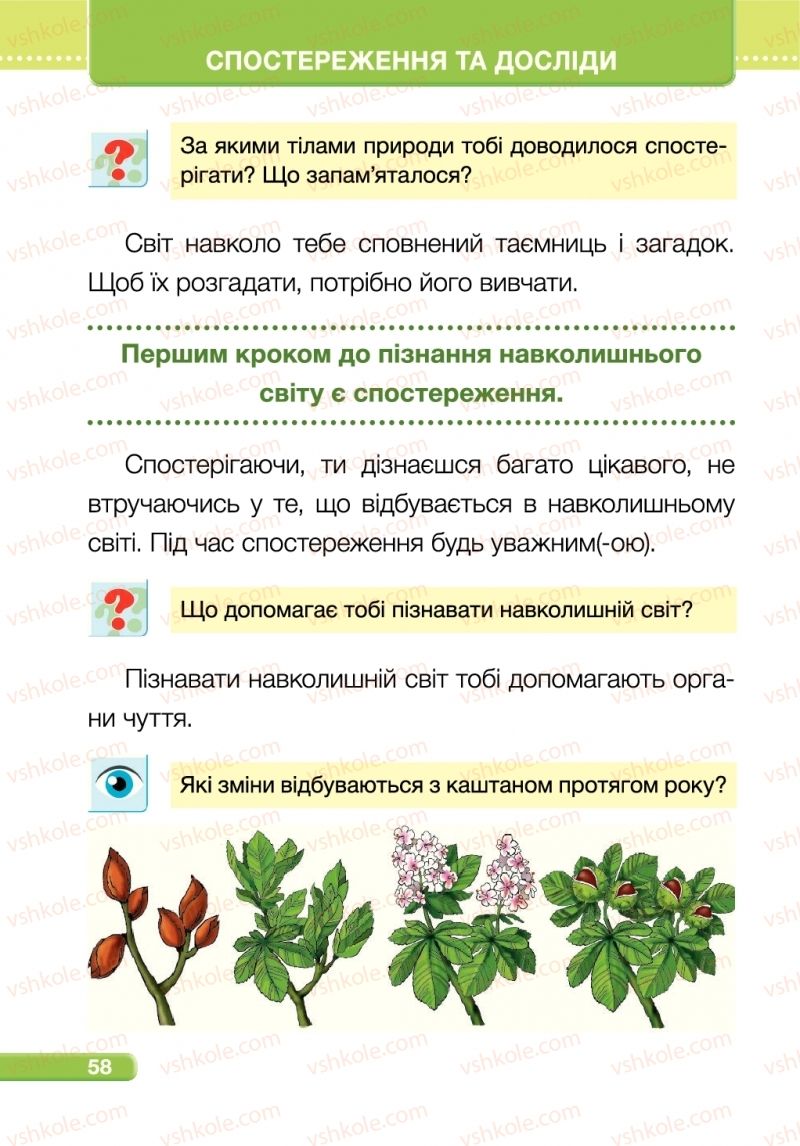 Страница 58 | Підручник Я досліджую світ 1 клас І.І. Жаркова, Л.А. Мечник 2018 1 частина