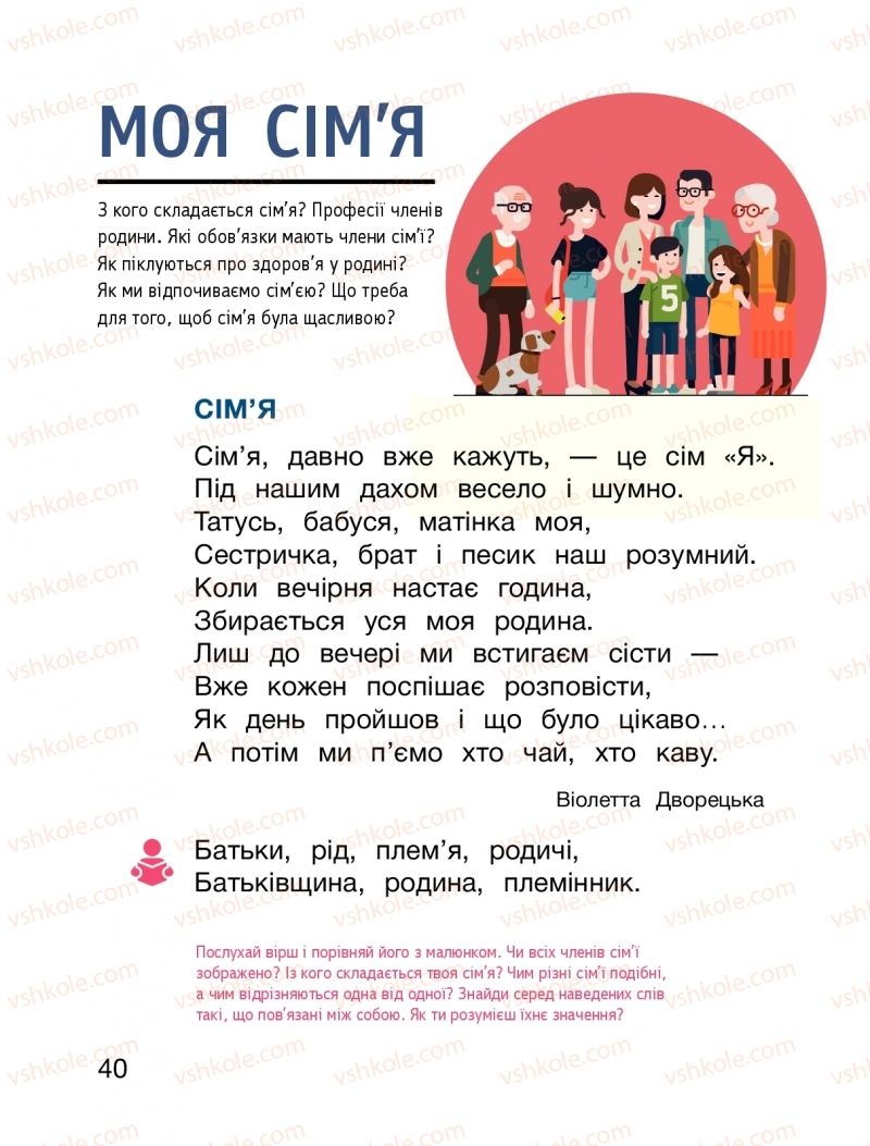 Страница 40 | Підручник Я досліджую світ 1 клас О.Л. Іщенко, О.М. Ващенко, Л.В. Романенко, О.М. Кліщ 2018 1 частина