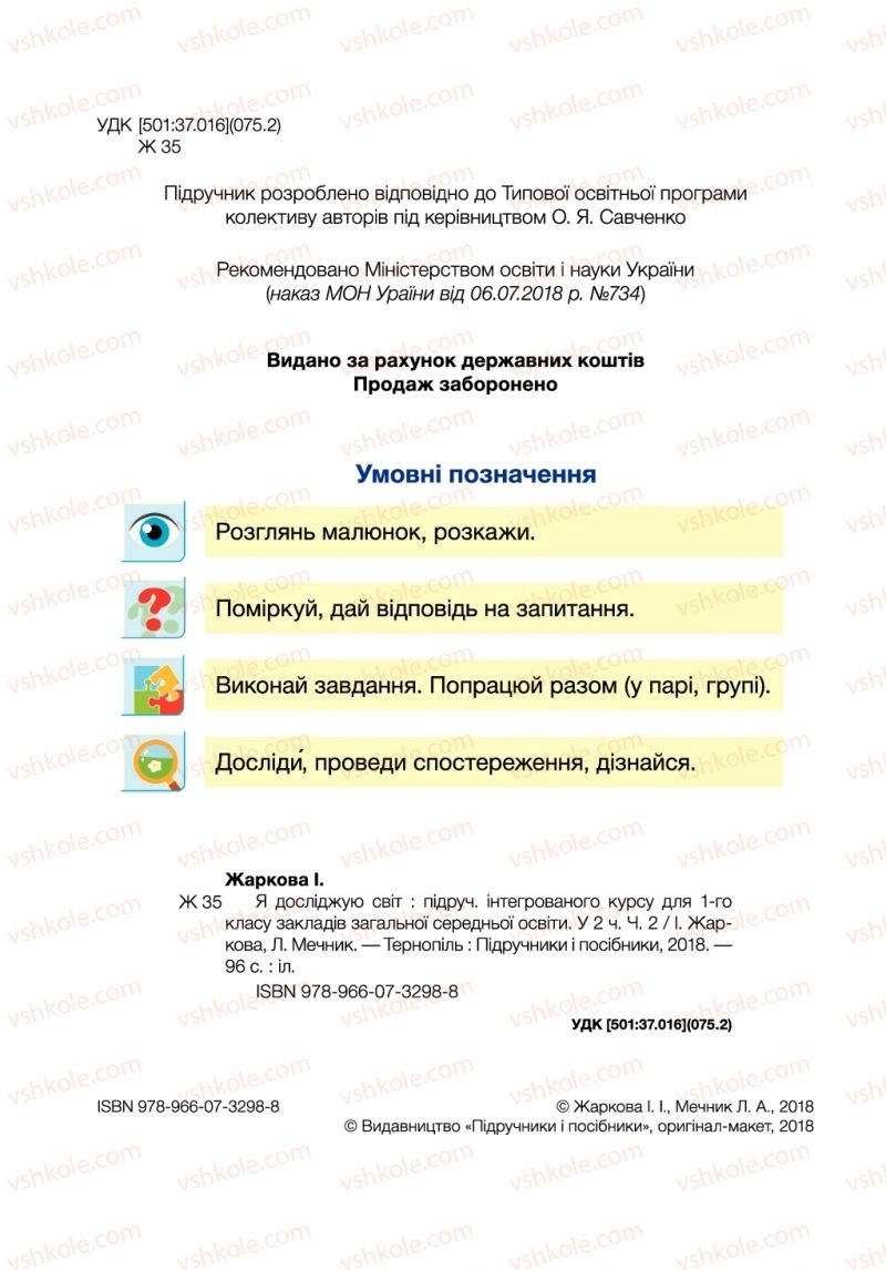 Страница 2 | Підручник Я досліджую світ 1 клас І.І. Жаркова, Л.А. Мечник 2018 2 частина