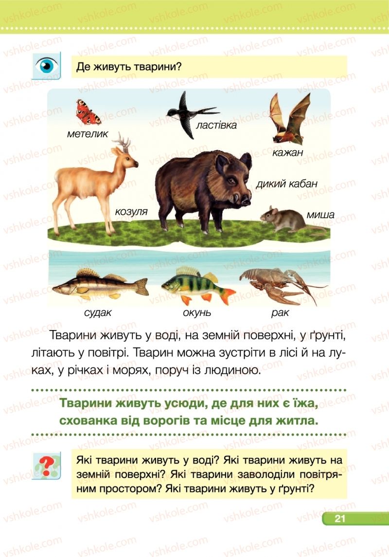 Страница 21 | Підручник Я досліджую світ 1 клас І.І. Жаркова, Л.А. Мечник 2018 2 частина