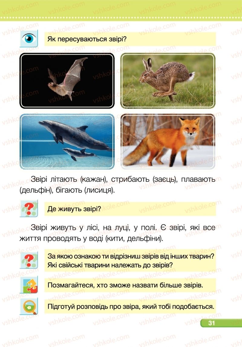 Страница 31 | Підручник Я досліджую світ 1 клас І.І. Жаркова, Л.А. Мечник 2018 2 частина