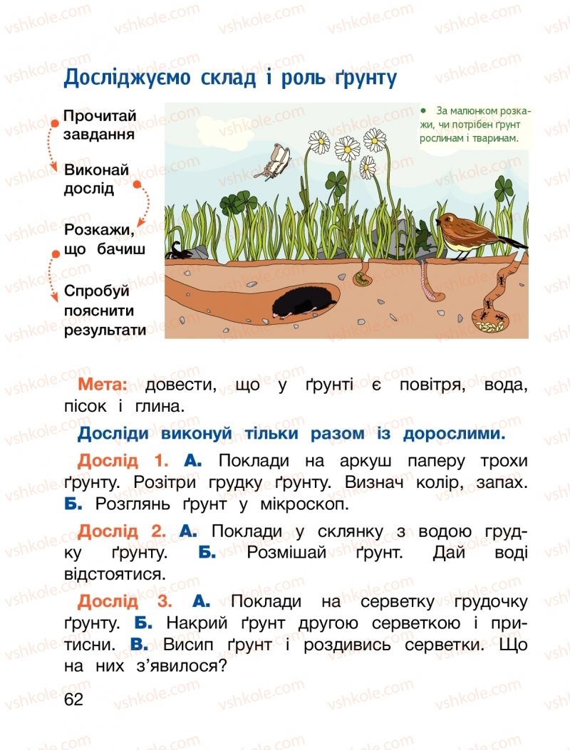 Страница 62 | Підручник Я досліджую світ 1 клас О.Л. Іщенко, О.М. Ващенко, Л.В. Романенко, О.М. Кліщ 2018 2 частина