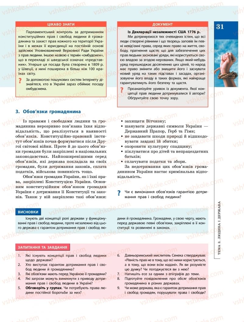 Страница 31 | Підручник Громадянська освіта 10 клас О.О. Гісем, О.О. Мартинюк 2018 Інтегрований курс