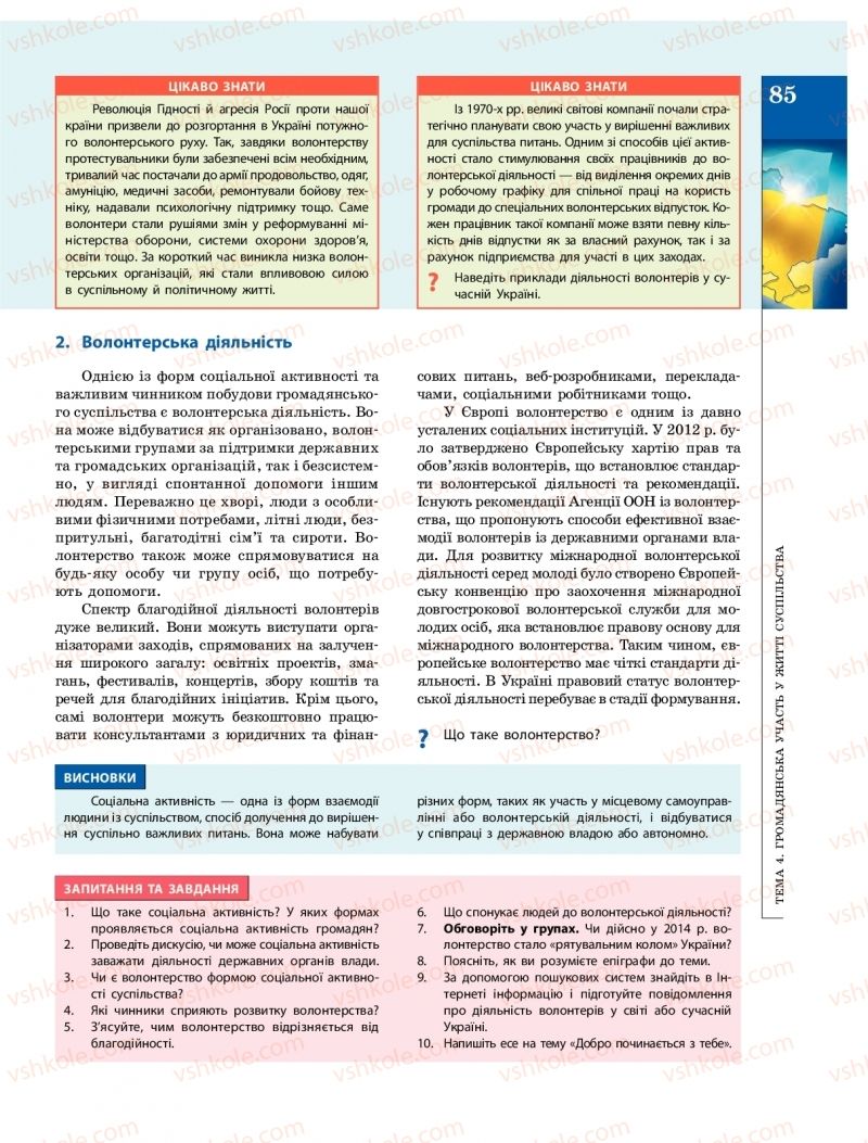 Страница 85 | Підручник Громадянська освіта 10 клас О.О. Гісем, О.О. Мартинюк 2018 Інтегрований курс