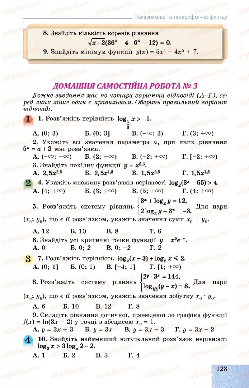 Страница 123 | Підручник Алгебра 11 клас О.С. Істер, О.В. Єргіна 2019 Профільний рівень