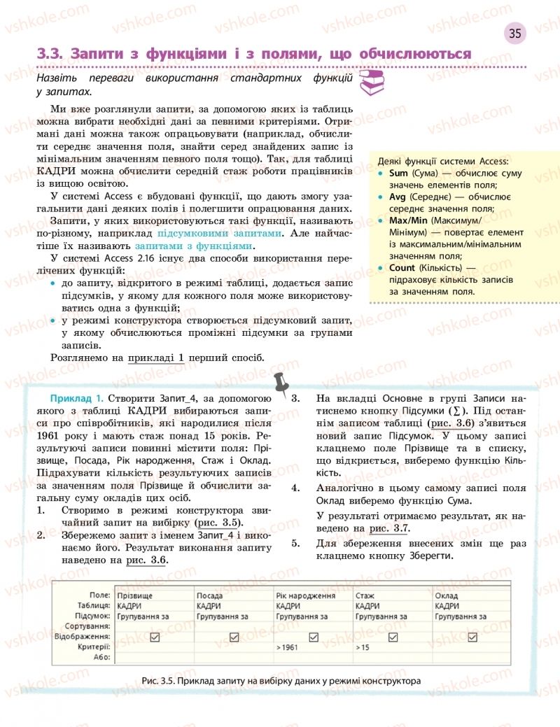 Страница 35 | Підручник Інформатика 11 клас В.Д. Руденко, Н.В. Речич, В.О. Потієнко 2019