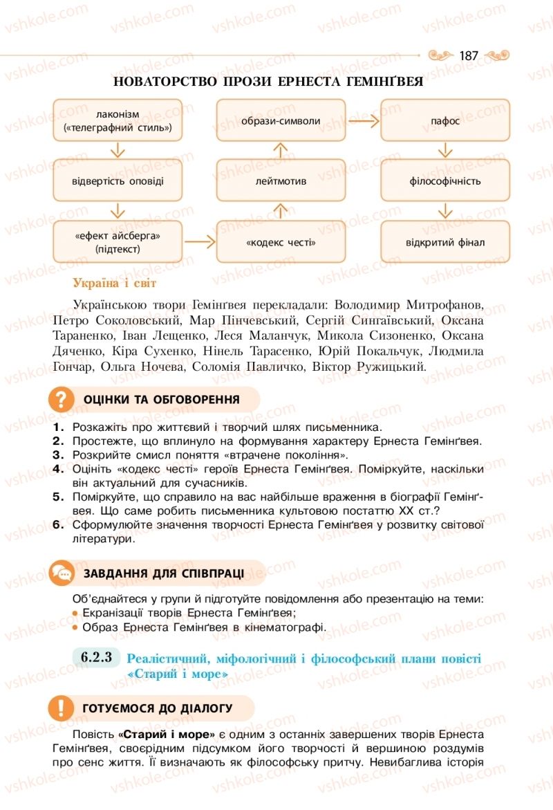 Страница 187 | Підручник Зарубіжна література 11 клас Н.М. Кадоб’янська, Л.М. Удовиченко 2019