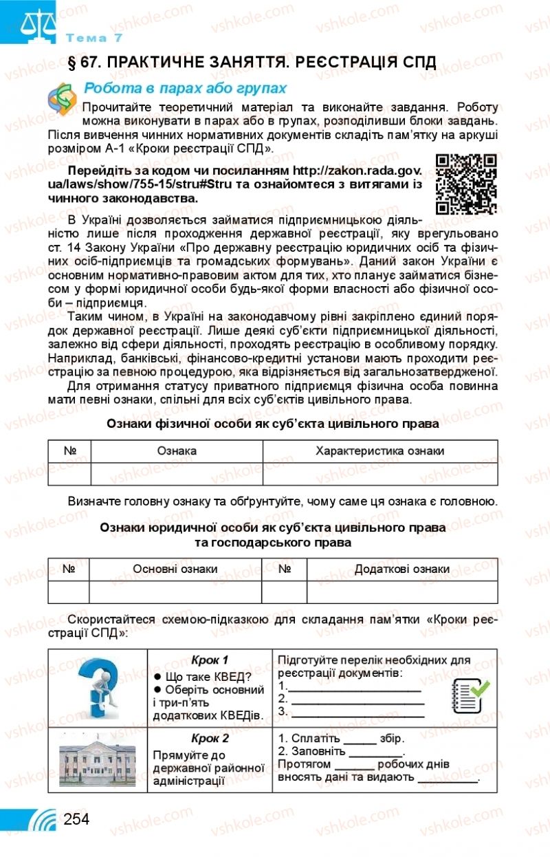 Страница 254 | Підручник Правознавство 11 клас Т. М. Філіпенко, В. Л. Сутковий 2019