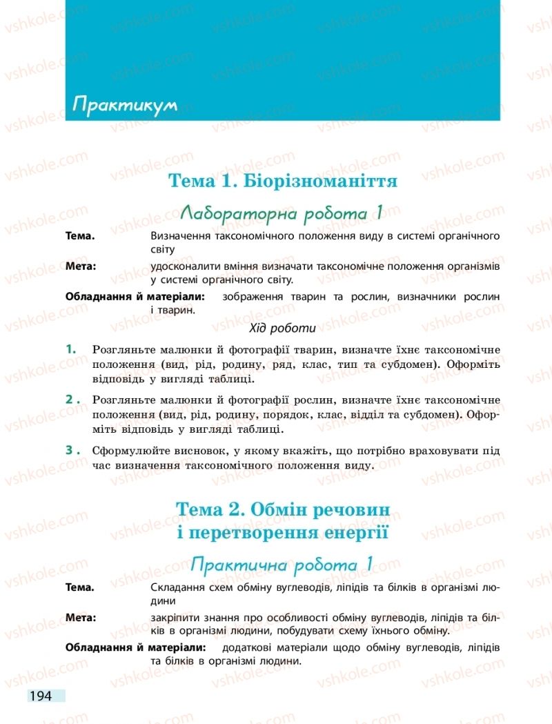 Страница 194 | Підручник Біологія 10 клас К.М. Задорожний 2018