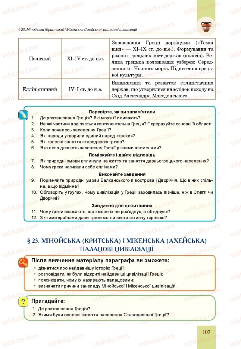 Страница 107 | Підручник Всесвітня історія 6 клас Н.М. Сорочинська, О.О. Мартинюк 2019 Інтегрований курс