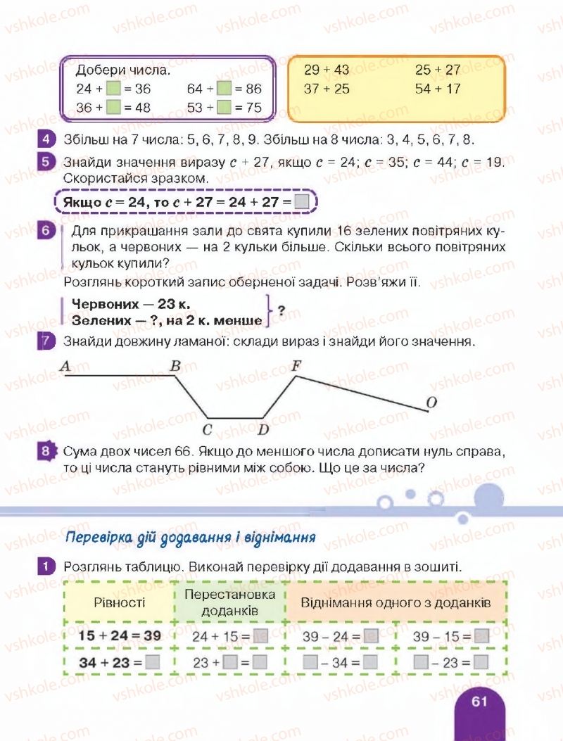 Страница 61 | Підручник Математика 2 клас С.П. Логачевська, Т.А. Логачевська 2019