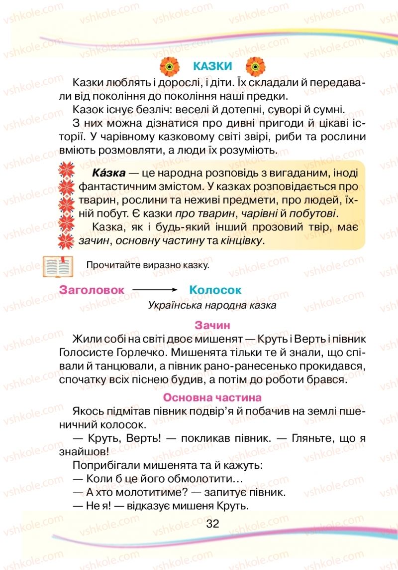 Страница 32 | Підручник Українська мова 2 клас Н.І. Богданець-Білоскаленко 2019 2 частина