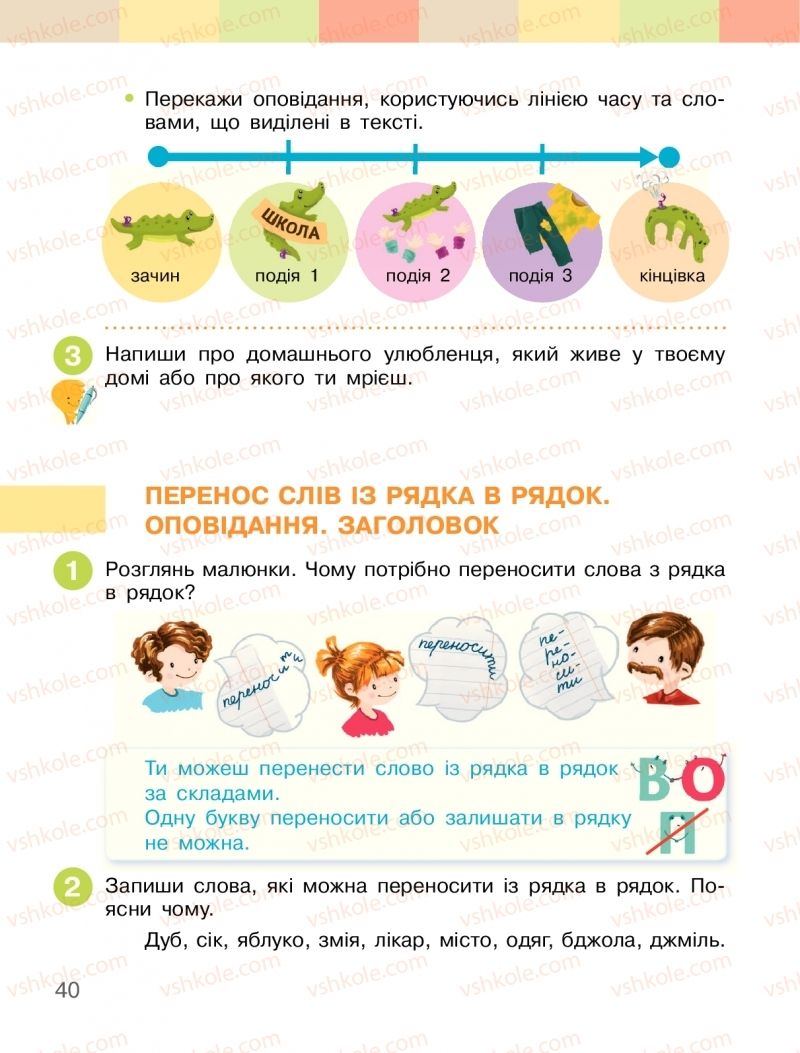 Страница 40 | Підручник Українська мова 2 клас І.О. Большакова, М.С. Пристінська 2019 1 частина