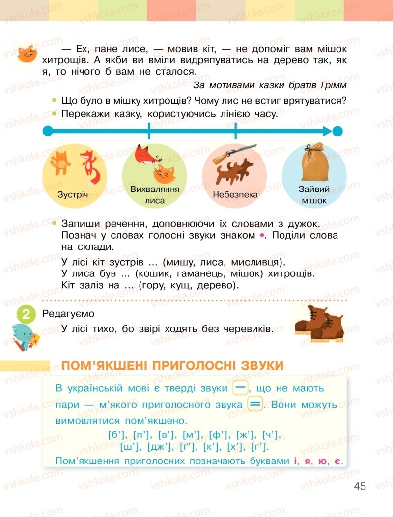 Страница 45 | Підручник Українська мова 2 клас І.О. Большакова, М.С. Пристінська 2019 1 частина