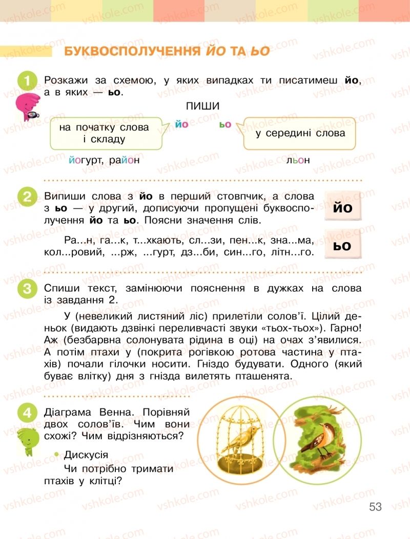 Страница 53 | Підручник Українська мова 2 клас І.О. Большакова, М.С. Пристінська 2019 1 частина