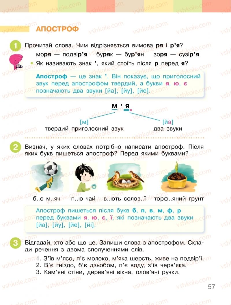 Страница 57 | Підручник Українська мова 2 клас І.О. Большакова, М.С. Пристінська 2019 1 частина