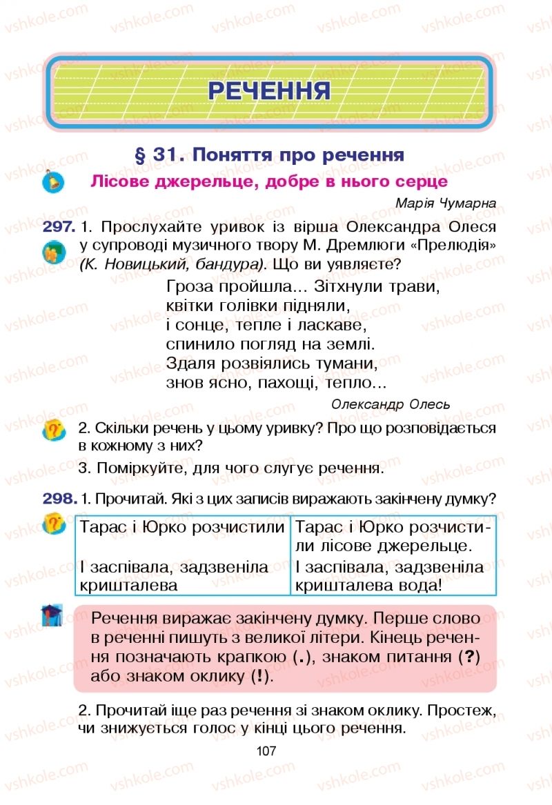 Страница 107 | Підручник Українська мова 2 клас Л.О. Варзацька, Т.О. Трохименко 2019 1 частина