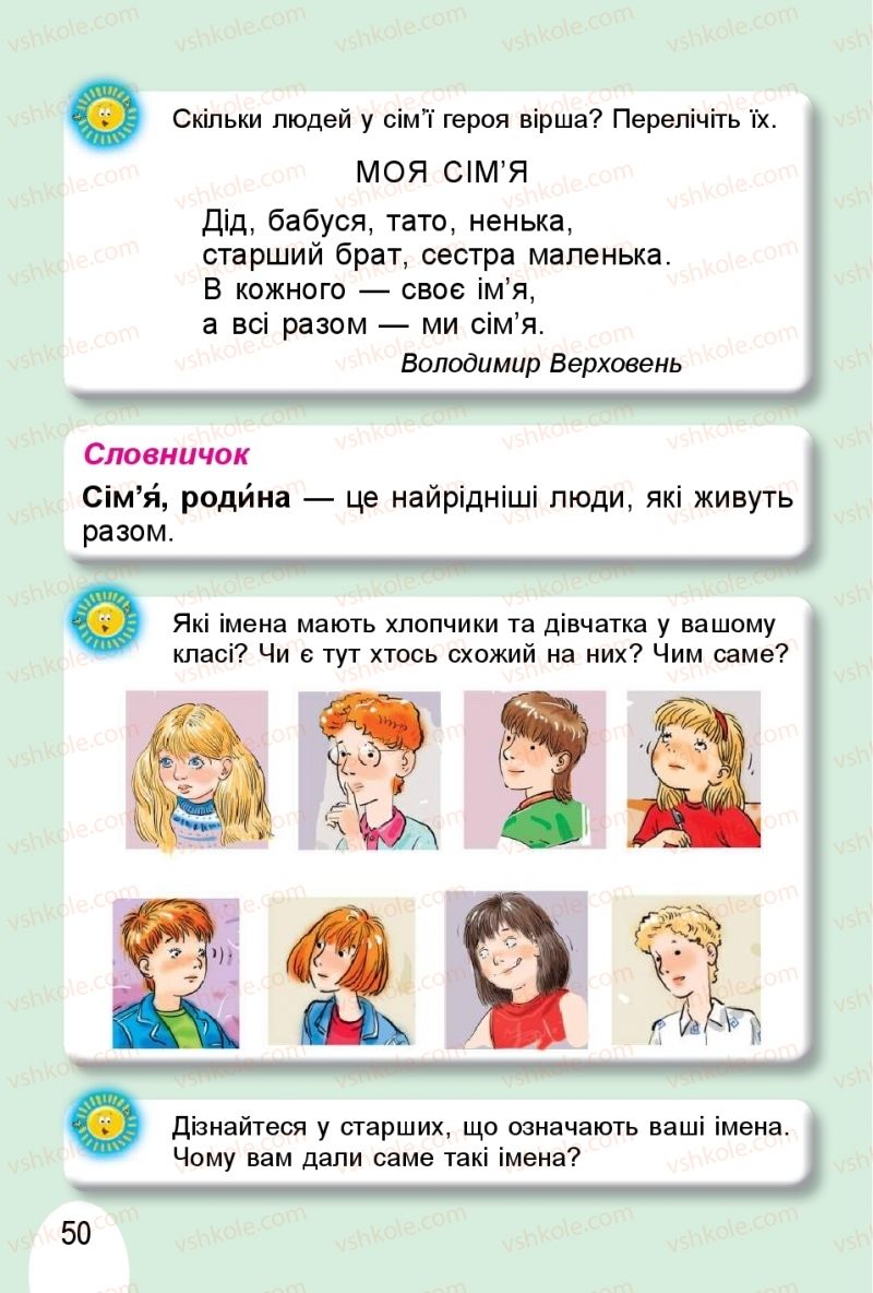 Страница 50 | Підручник Я досліджую світ 1 клас Т.Г. Гільберг, О.В. Гнатюк, Н.М. Павич 2018 2 частина