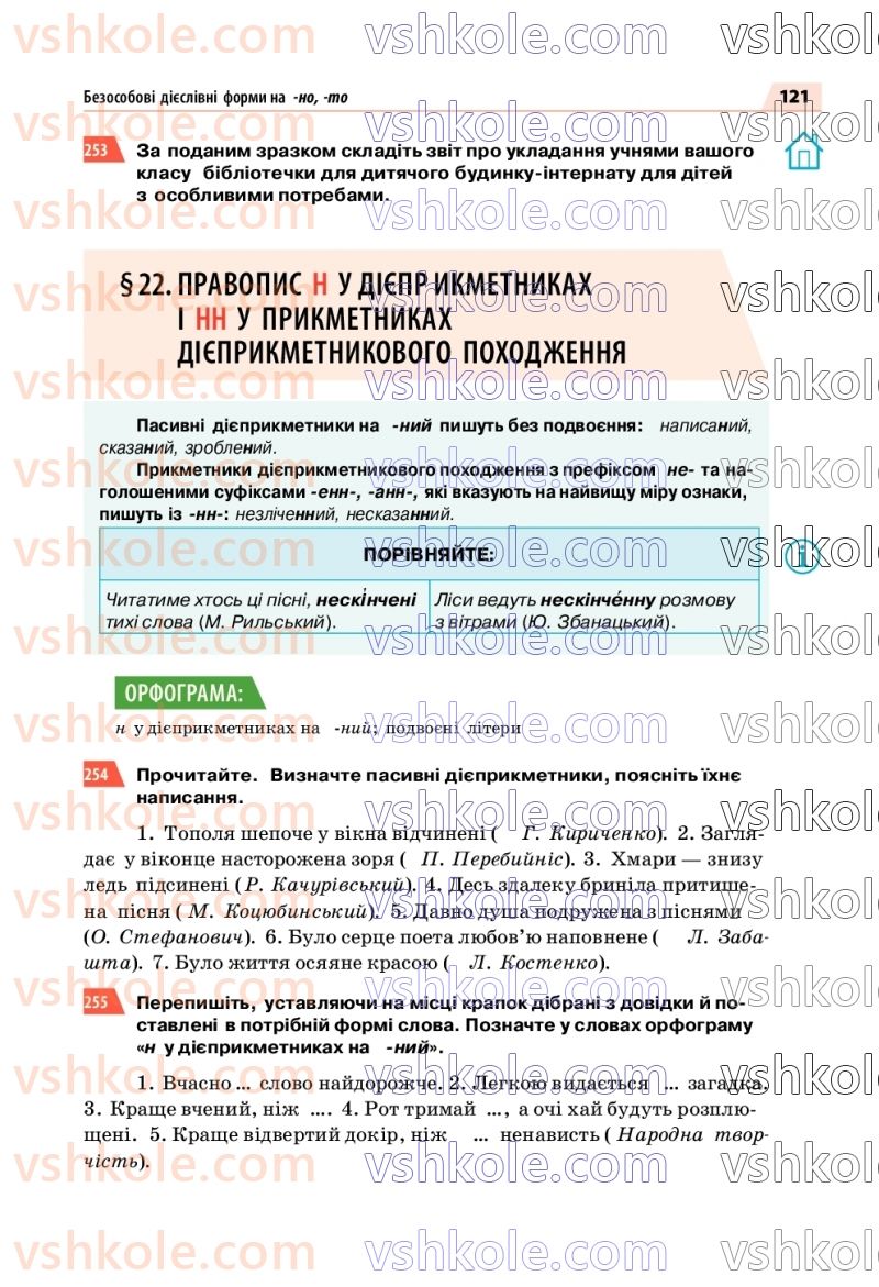 Страница 121 | Підручник Українська мова 7 клас О.П. Глазова 2020