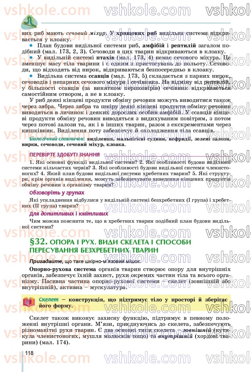 Страница 118 | Підручник Біологія 7 клас Л.І. Остапченко, П.Г. Балан, В.В. Серебряков, Н.Ю. Матяш 2020