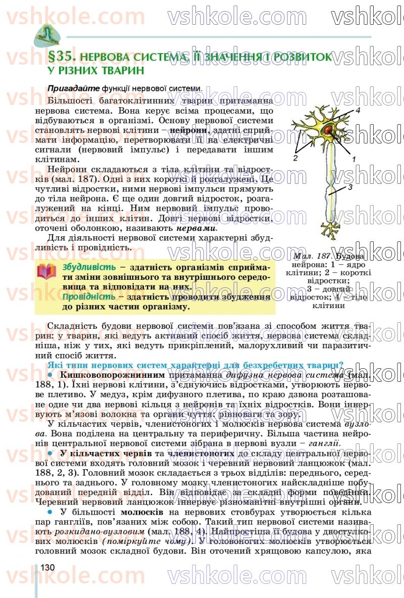 Страница 130 | Підручник Біологія 7 клас Л.І. Остапченко, П.Г. Балан, В.В. Серебряков, Н.Ю. Матяш 2020