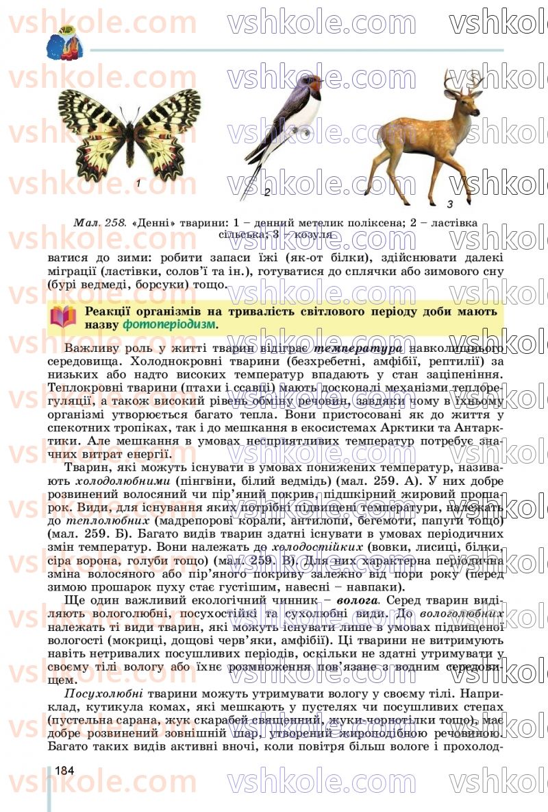 Страница 184 | Підручник Біологія 7 клас Л.І. Остапченко, П.Г. Балан, В.В. Серебряков, Н.Ю. Матяш 2020