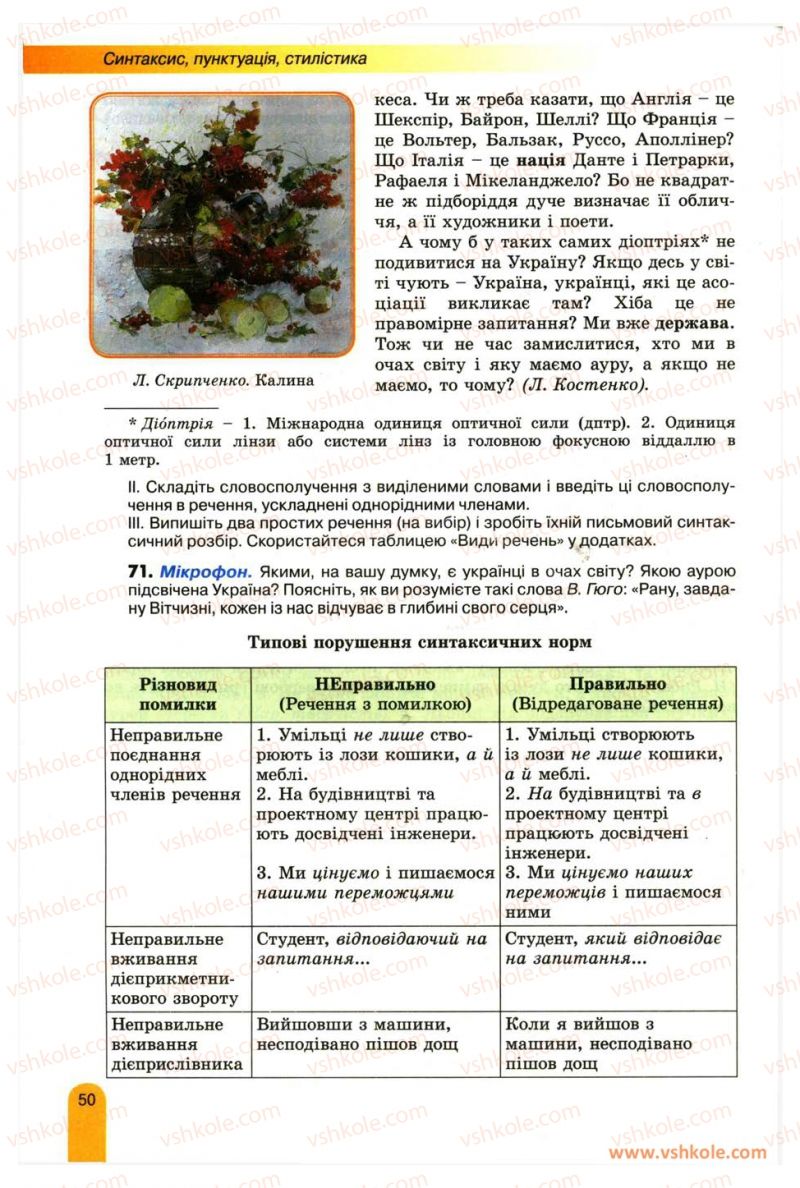 Страница 50 | Підручник Українська мова 11 клас О.В. Заболотний, В.В. Заболотний 2012