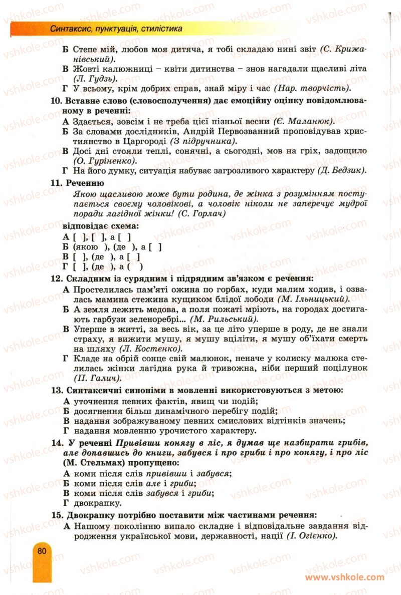 Страница 80 | Підручник Українська мова 11 клас О.В. Заболотний, В.В. Заболотний 2012