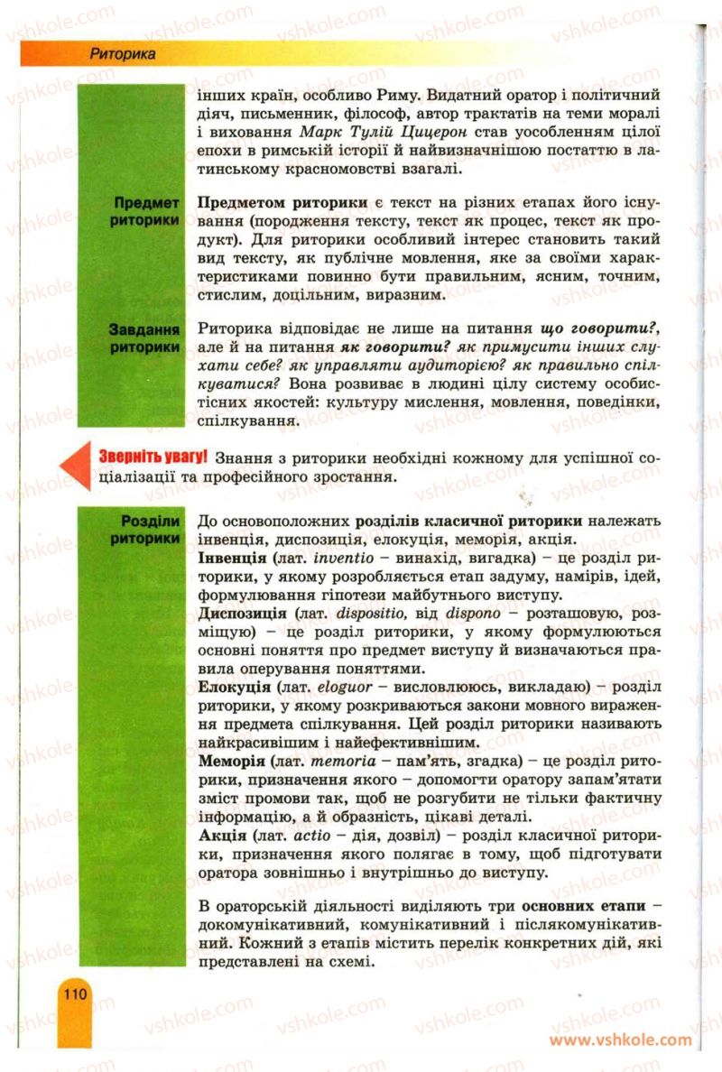 Страница 110 | Підручник Українська мова 11 клас О.В. Заболотний, В.В. Заболотний 2012